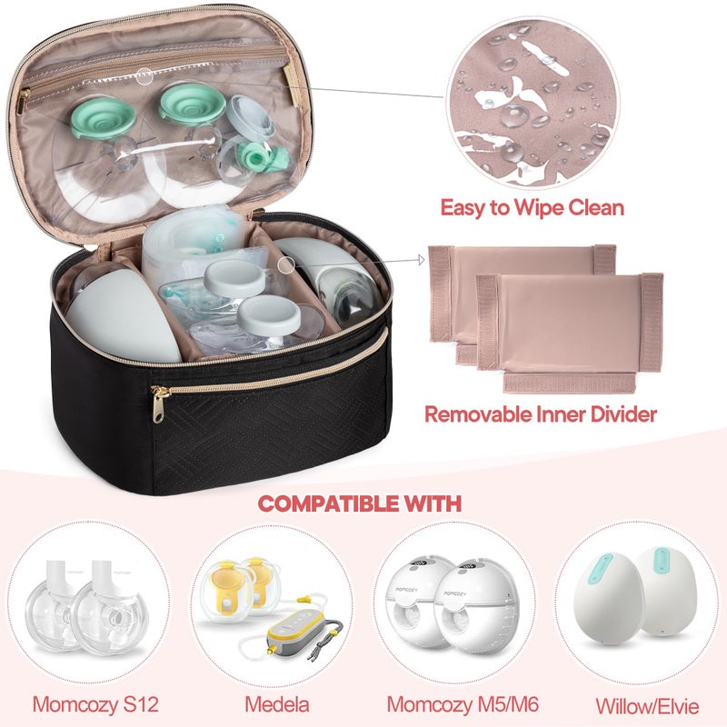 Fasrom Wearable Breast Pump Bag Compatible with Momcozy, Medela and Elvie Hands Free Pumps, Portable Carrying Case with Waterproof Mat for Working Moms Travel, Black (Bag Only, Patent Pending) - Image 2